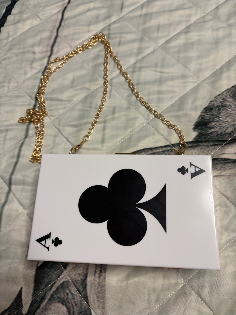 Ace of Clubs Graphic Bag with Gold Chain